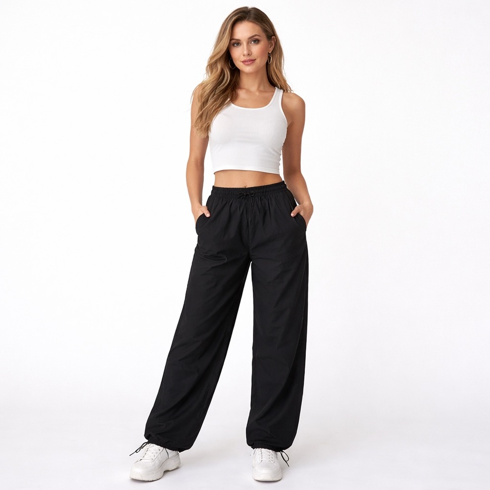 Forever 21 black wide leg adjustable pants soft small